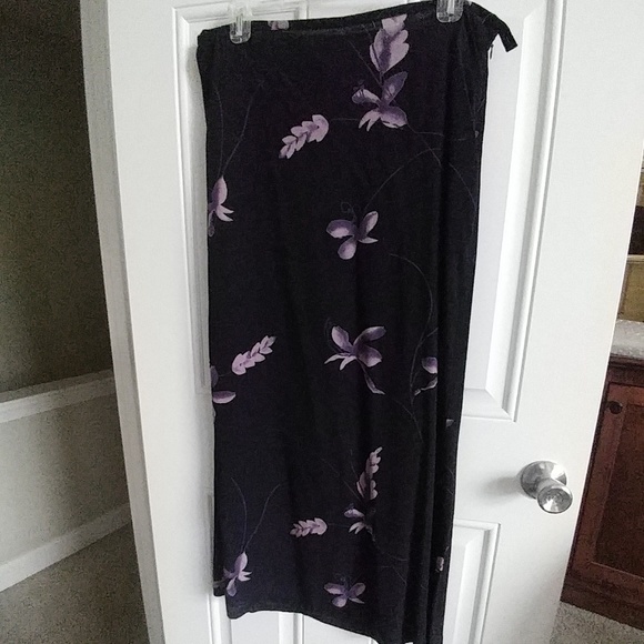 Purple flower print long skirt L Uniform - Picture 1 of 5